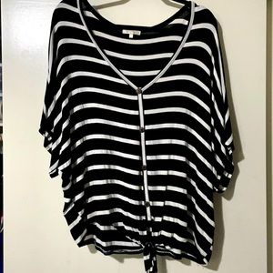 Black and White Striped Blouse